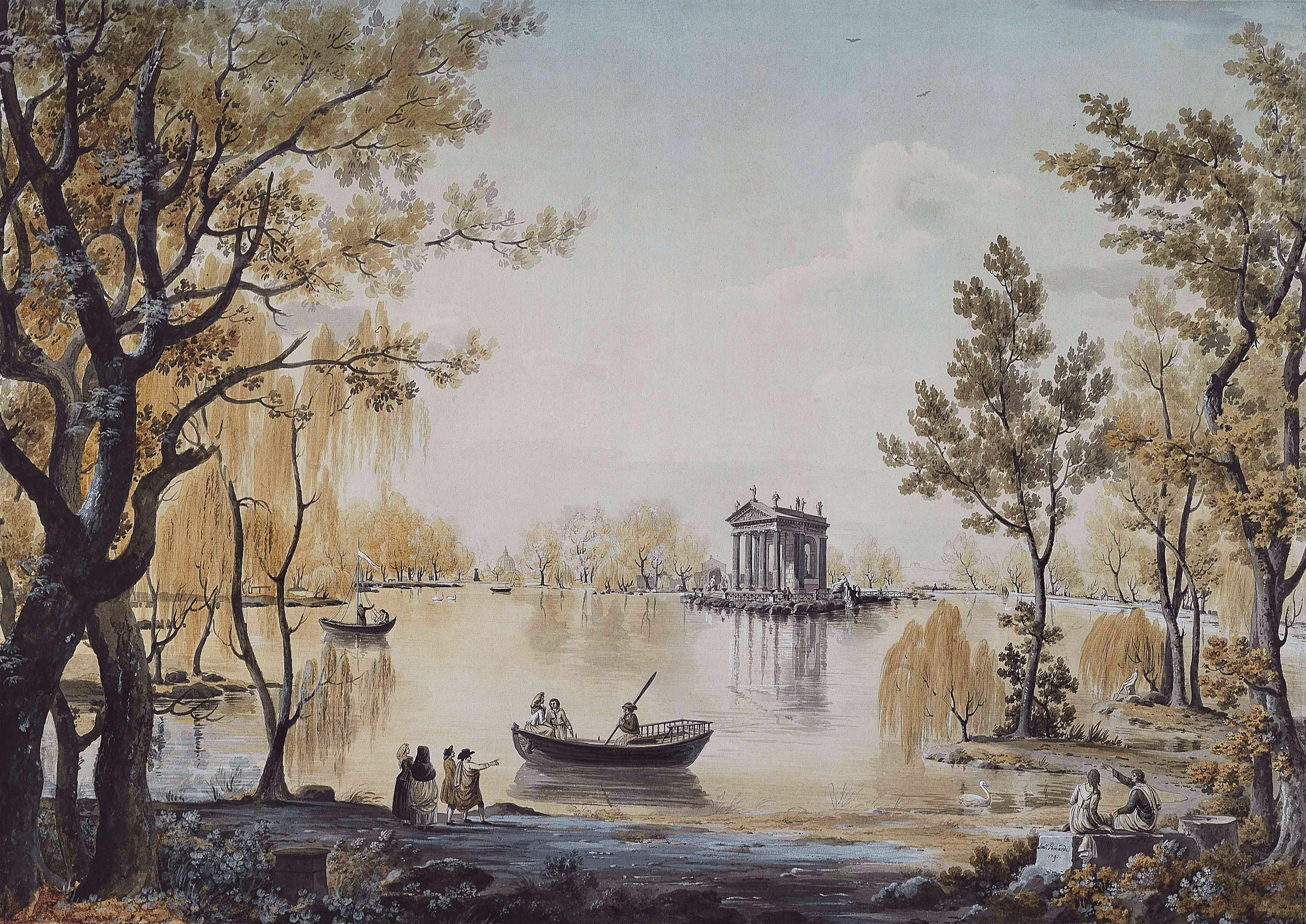 Simone Pomardi, Le lac du parc de la Villa Borghese